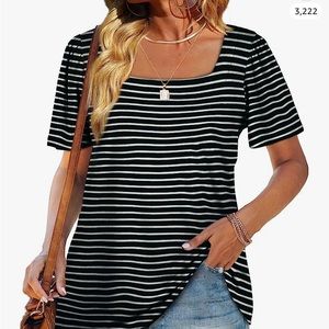 Women’s Plus Size Top, Wiholl Size 3X, Black w/ White Stripes, NWT
